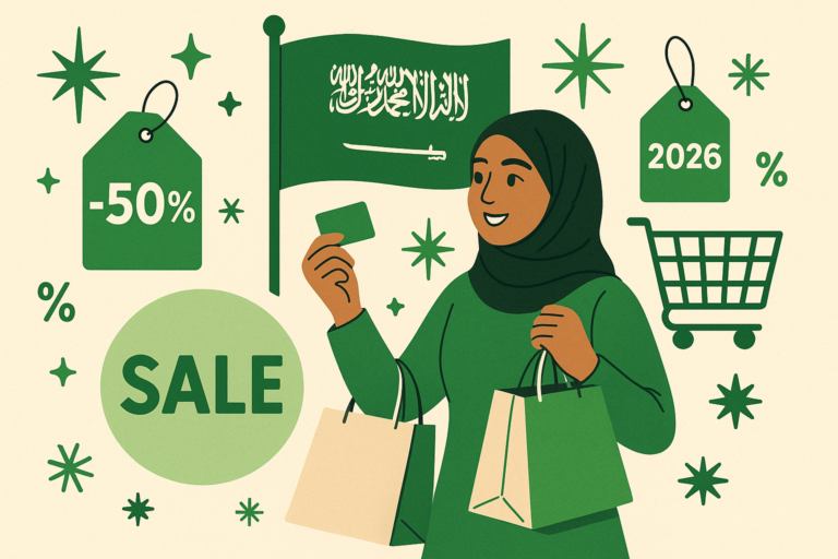 دليل عملي لمتابعة عروض اليوم الوطني السعودي 2026 في 13 متجرًا مختارًا، مع تنظيم الشراء بحسب الاحتياج والكوبونات المتاحة.